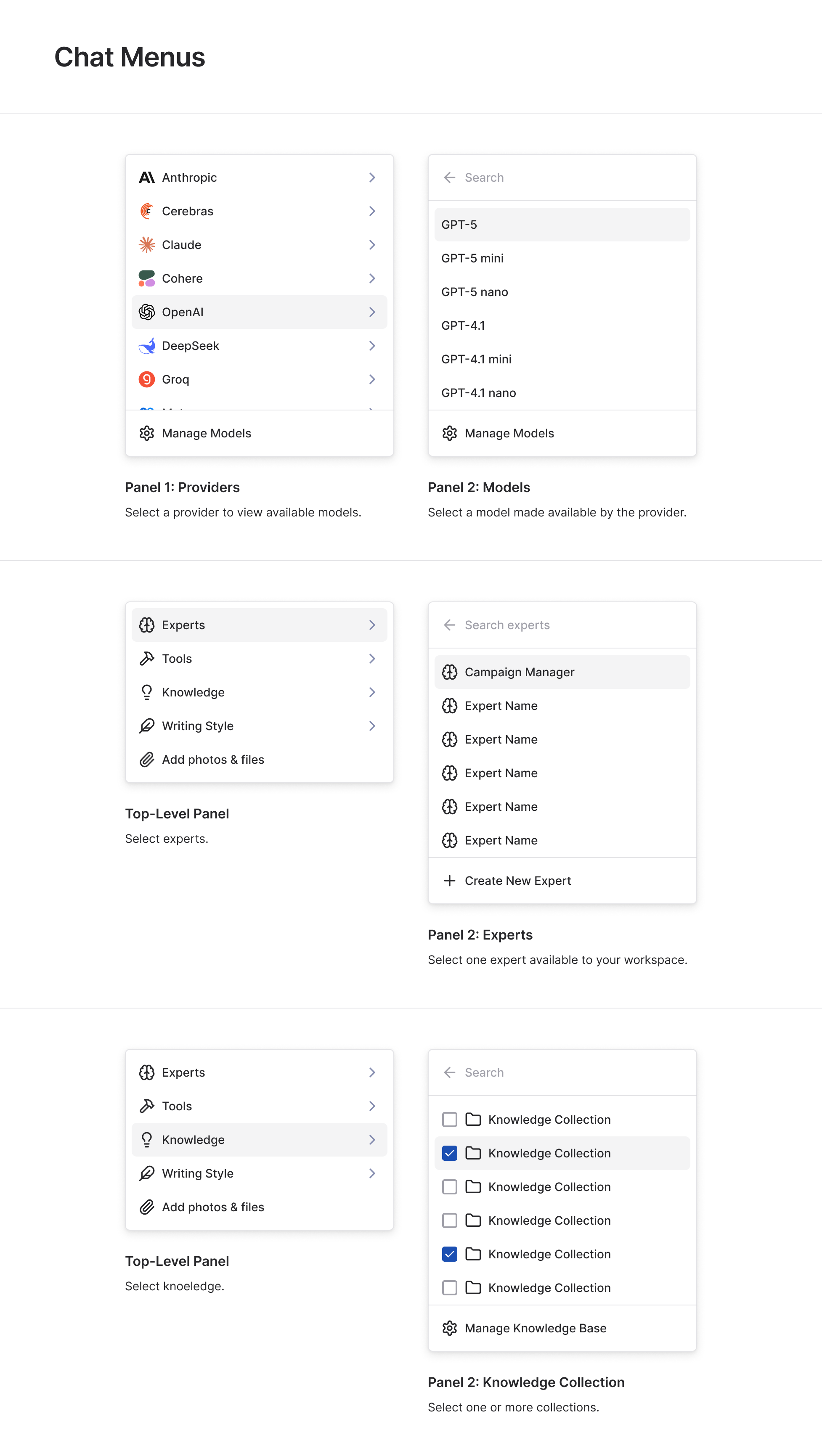 Chat menus